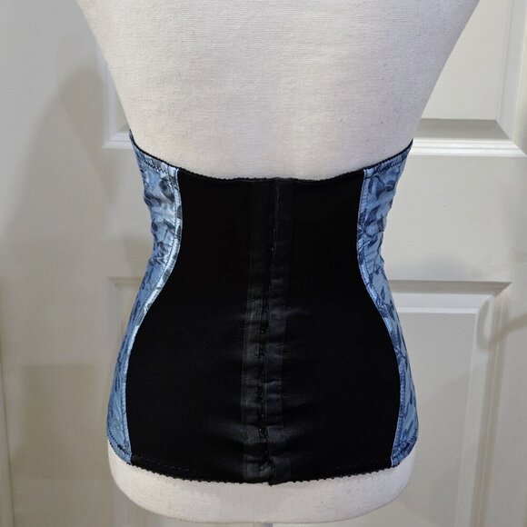 Victoria’s Secret Underbust Corset | Blue Black Floral Rayon Polyester | M - Picture 4 of 15